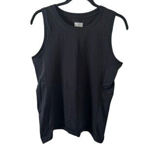 Athleta Sz Med Black Ribbed Tank Top Athletic Workout Athleisure Comfort